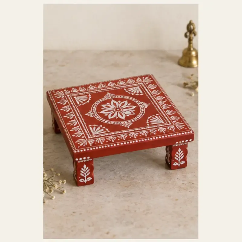 Pahadi Traditional Aipan Pooja Chowki