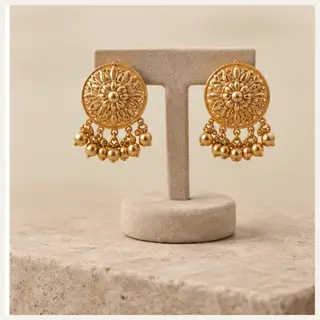 Pahadi Traditional Garhwali Earrings - Gold Tone