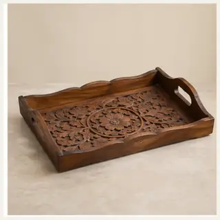 Pahadi Hand-Carved Wooden Serving Tray