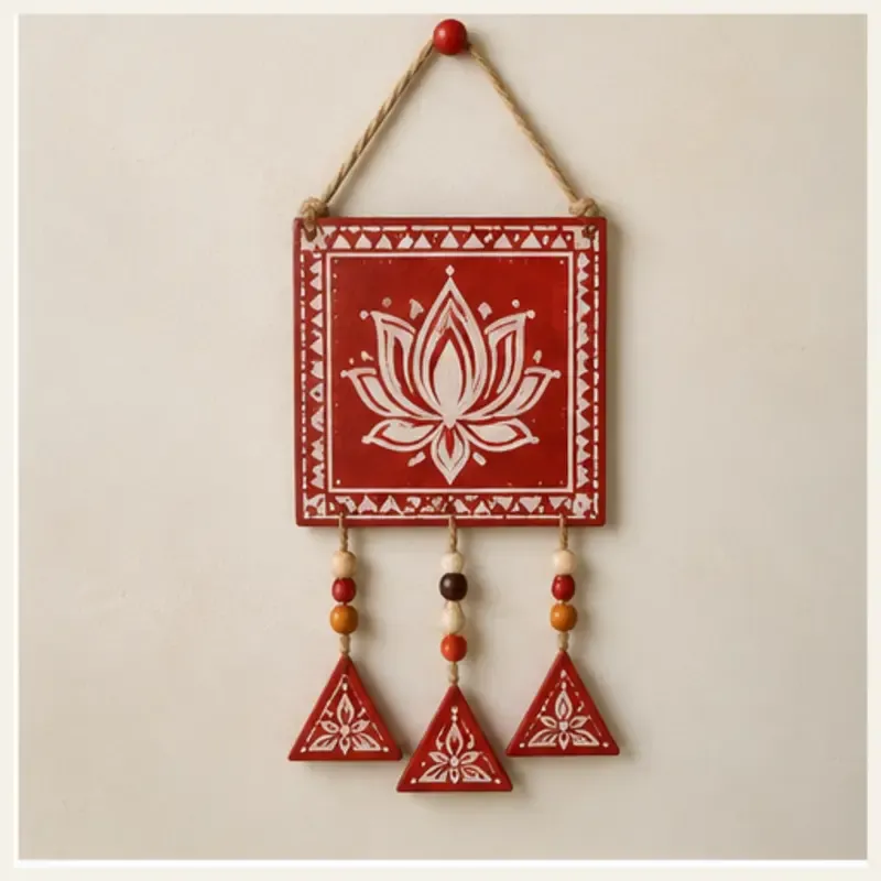 Pahadi Aipan Lotus Wall Hanging