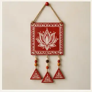 Pahadi Aipan Lotus Wall Hanging