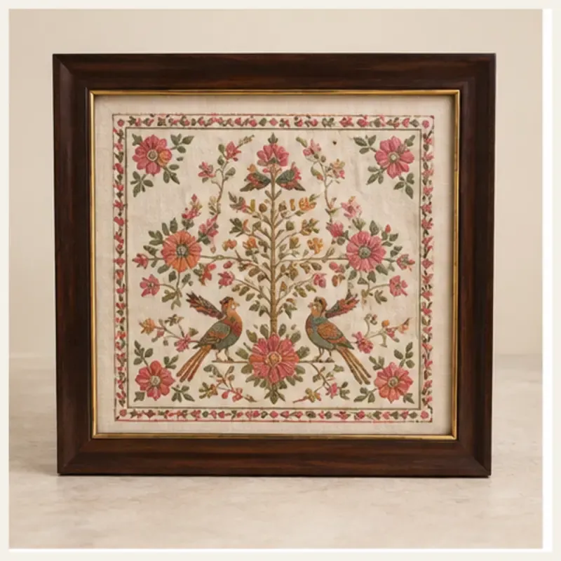 Pahadi Hand-Embroidered Chamba Rumal Wall Frame