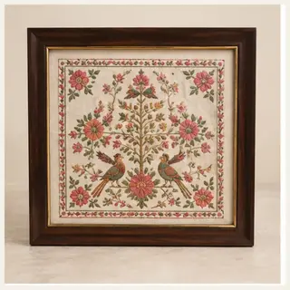 Pahadi Hand-Embroidered Chamba Rumal Wall Frame