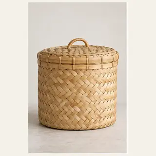 Pahadi Handwoven Ringal Storage Basket with Lid