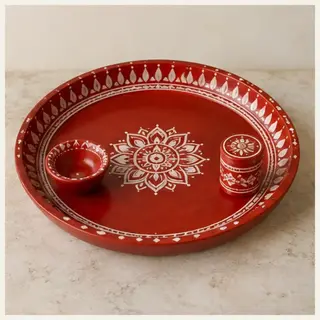 Pahadi Traditional Aipan Pooja Thali