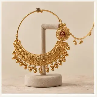 Pahadi Garhwali-Style Nath - Gold Tone
